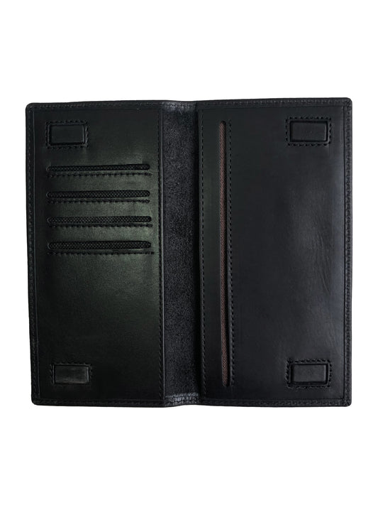 Unisex Long Leather Wallet - Black