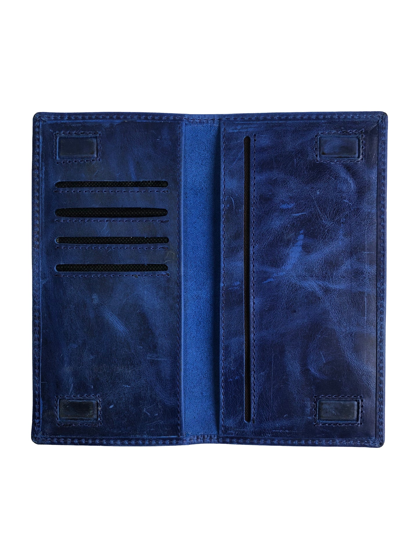 Unisex Long Leather Wallet - Electric Blue