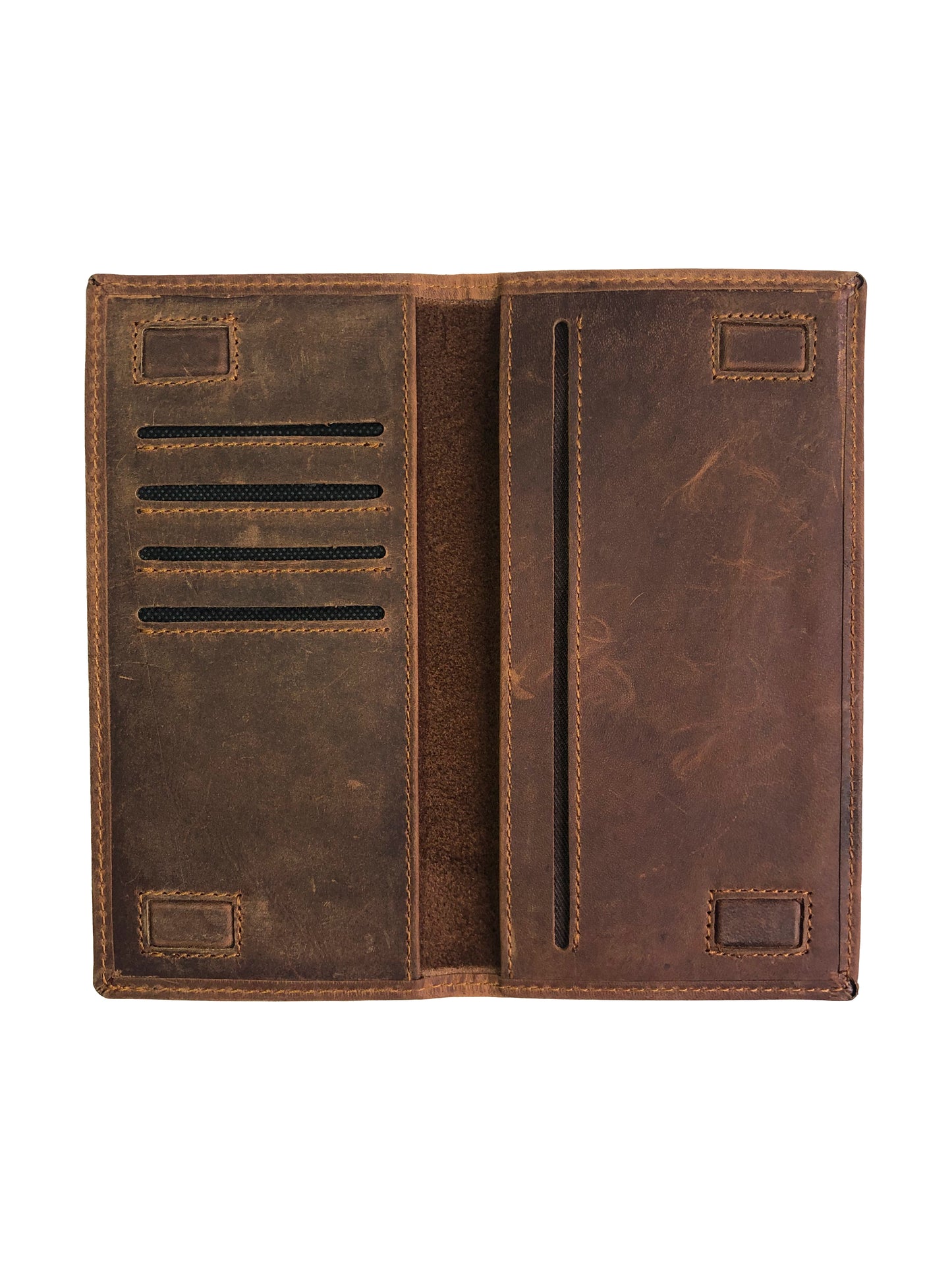 Unisex Long Leather Wallet - Brown